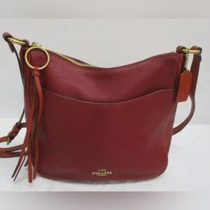 COACH Chaise Burgundy & Metallic Polished Pebbled Leather Crossbody Bag 79588